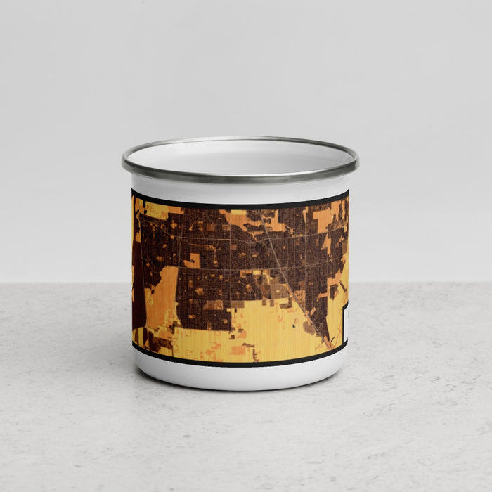 Front View Custom Elk Grove California Map Enamel Mug in Ember