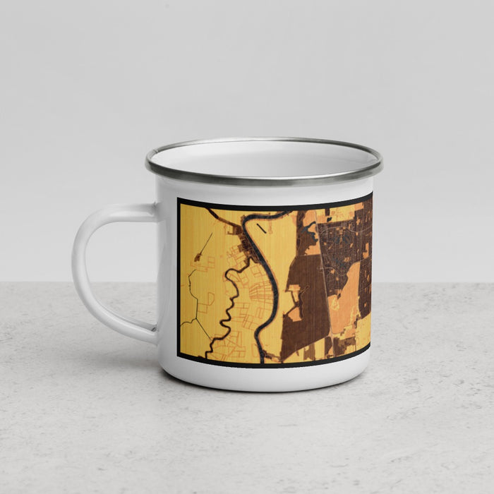 Left View Custom Elk Grove California Map Enamel Mug in Ember
