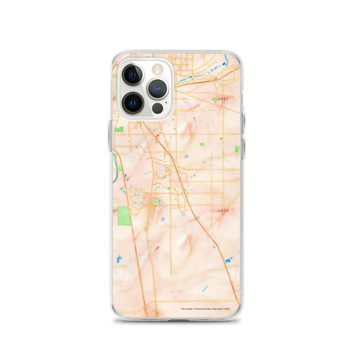 Custom iPhone 12 Pro Elk Grove California Map Phone Case in Watercolor