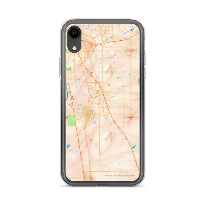 Custom iPhone XR Elk Grove California Map Phone Case in Watercolor