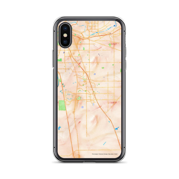 Custom iPhone X/XS Elk Grove California Map Phone Case in Watercolor