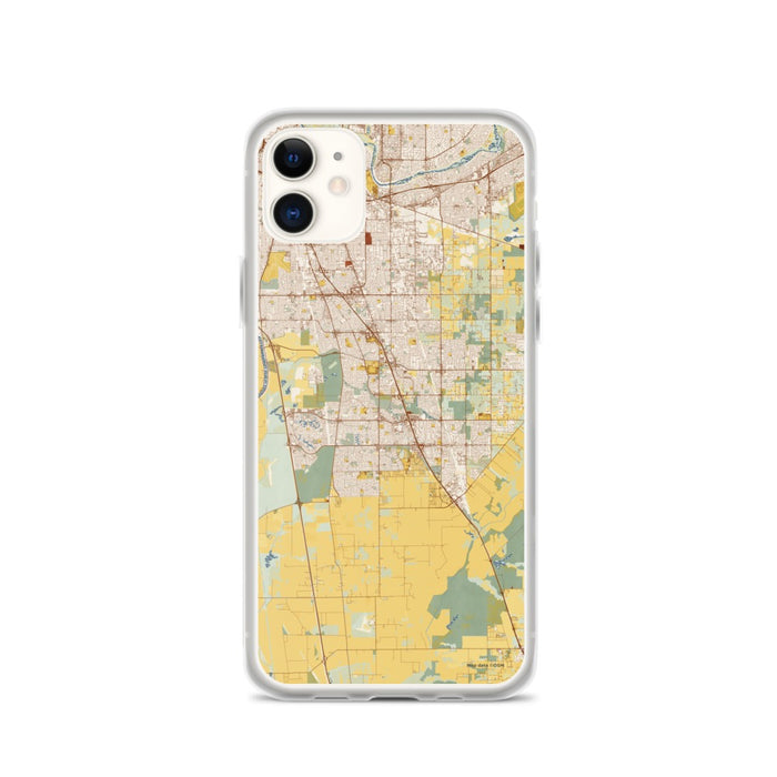 Custom iPhone 11 Elk Grove California Map Phone Case in Woodblock