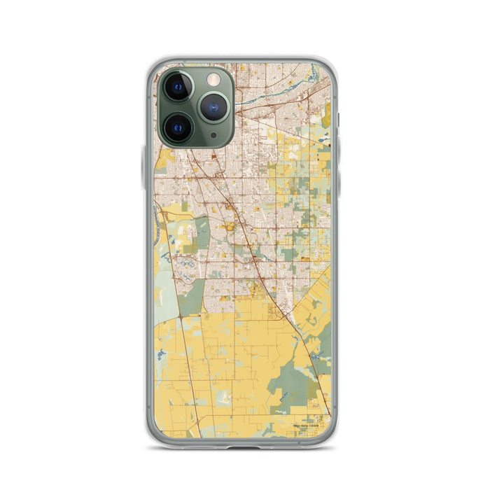 Custom iPhone 11 Pro Elk Grove California Map Phone Case in Woodblock