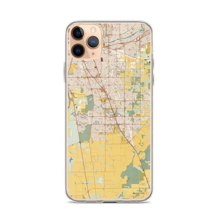 Custom iPhone 11 Pro Max Elk Grove California Map Phone Case in Woodblock