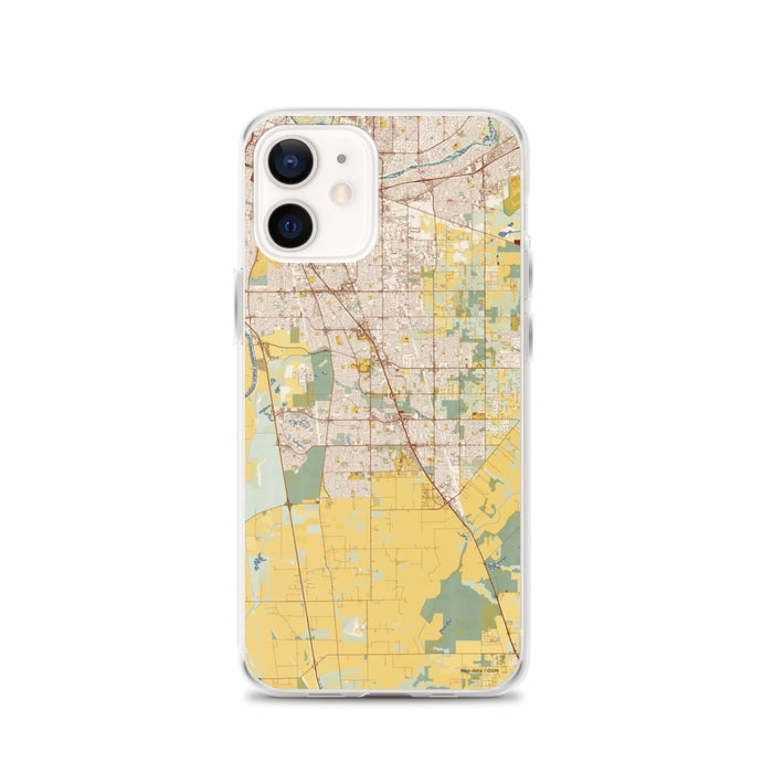 Custom iPhone 12 Elk Grove California Map Phone Case in Woodblock