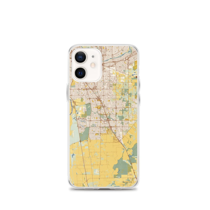 Custom iPhone 12 mini Elk Grove California Map Phone Case in Woodblock