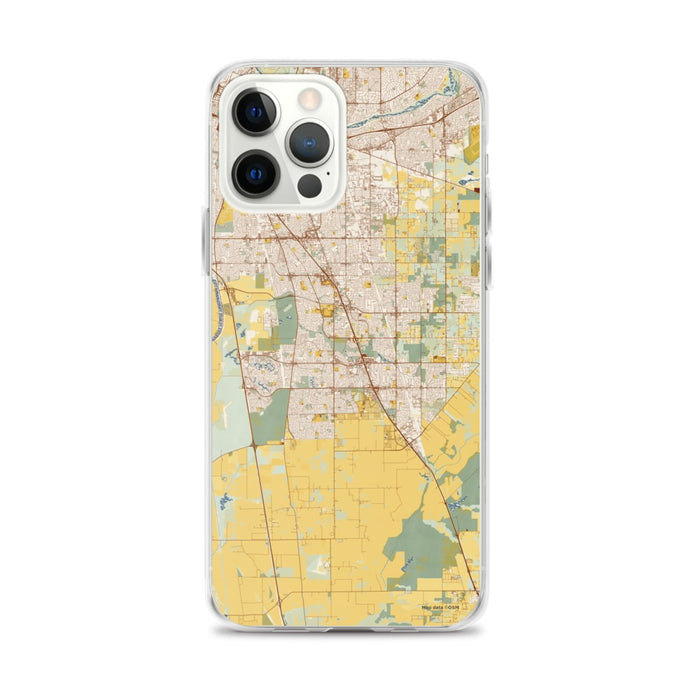 Custom iPhone 12 Pro Max Elk Grove California Map Phone Case in Woodblock