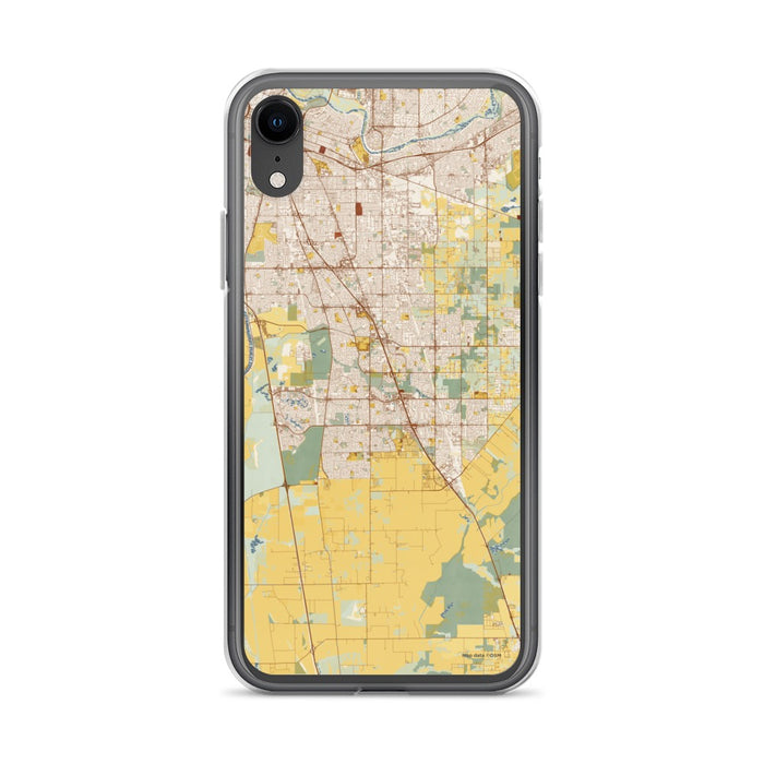Custom iPhone XR Elk Grove California Map Phone Case in Woodblock
