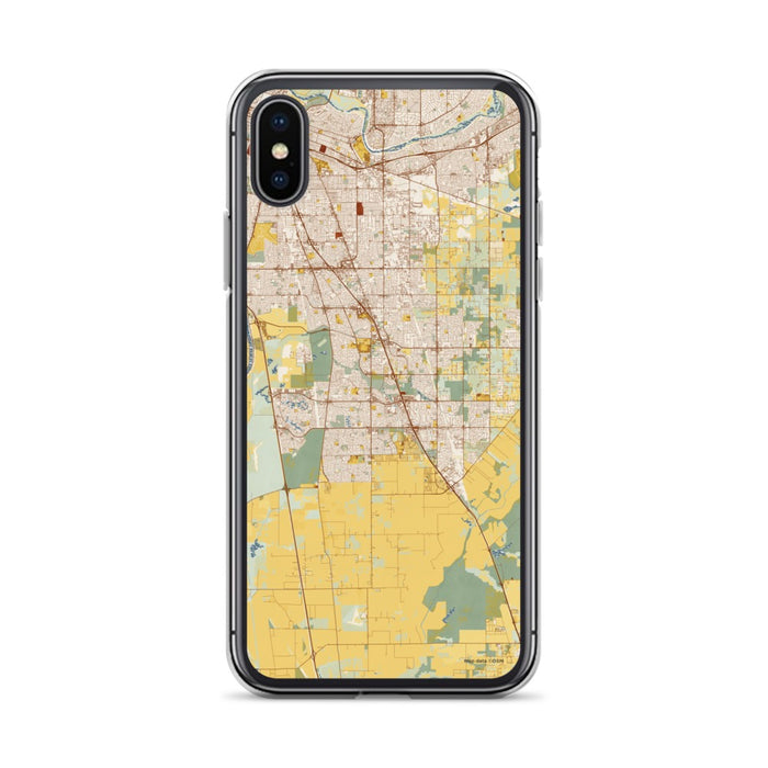 Custom iPhone X/XS Elk Grove California Map Phone Case in Woodblock