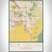 Elk Grove California Map Print Portrait Orientation in Woodblock Style With Shaded Background