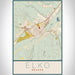 Elko Nevada Map Print Portrait Orientation in Woodblock Style With Shaded Background