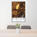 24x36 Elkton Virginia Map Print Portrait Orientation in Ember Style Behind 2 Chairs Table and Potted Plant