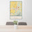 24x36 Elkton Virginia Map Print Portrait Orientation in Woodblock Style Behind 2 Chairs Table and Potted Plant