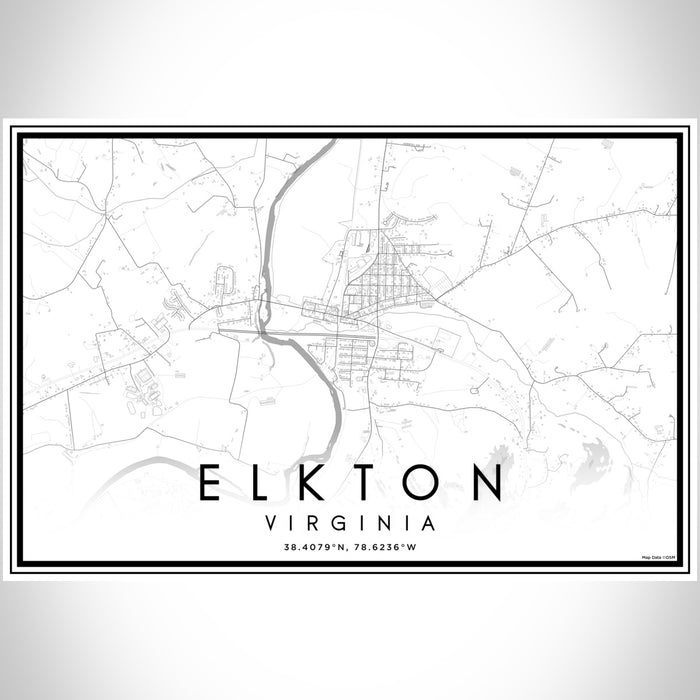Elkton Virginia Map Print Landscape Orientation in Classic Style With Shaded Background