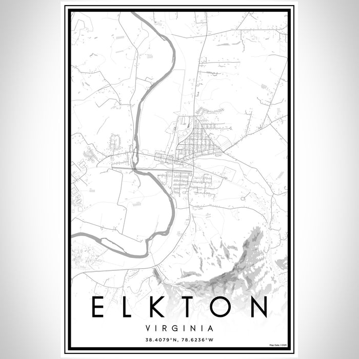 Elkton Virginia Map Print Portrait Orientation in Classic Style With Shaded Background