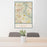 24x36 Ellicott City Maryland Map Print Portrait Orientation in Woodblock Style Behind 2 Chairs Table and Potted Plant