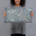Person holding 20x12 Custom Ellicott City Maryland Map Throw Pillow in Afternoon