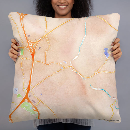 Person holding 22x22 Custom Ellicott City Maryland Map Throw Pillow in Watercolor