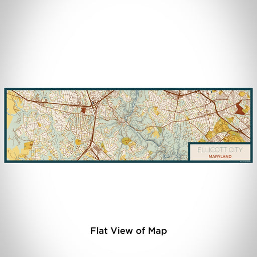 Flat View of Map Custom Ellicott City Maryland Map Enamel Mug in Woodblock