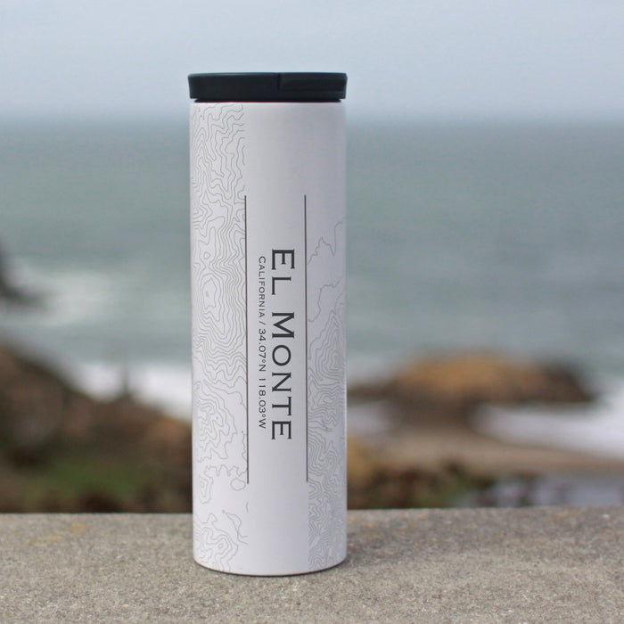 El Monte California Custom Engraved City Map Inscription Coordinates on 17oz Stainless Steel Insulated Tumbler in White