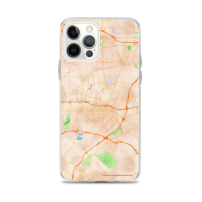 Custom iPhone 12 Pro Max El Monte California Map Phone Case in Watercolor
