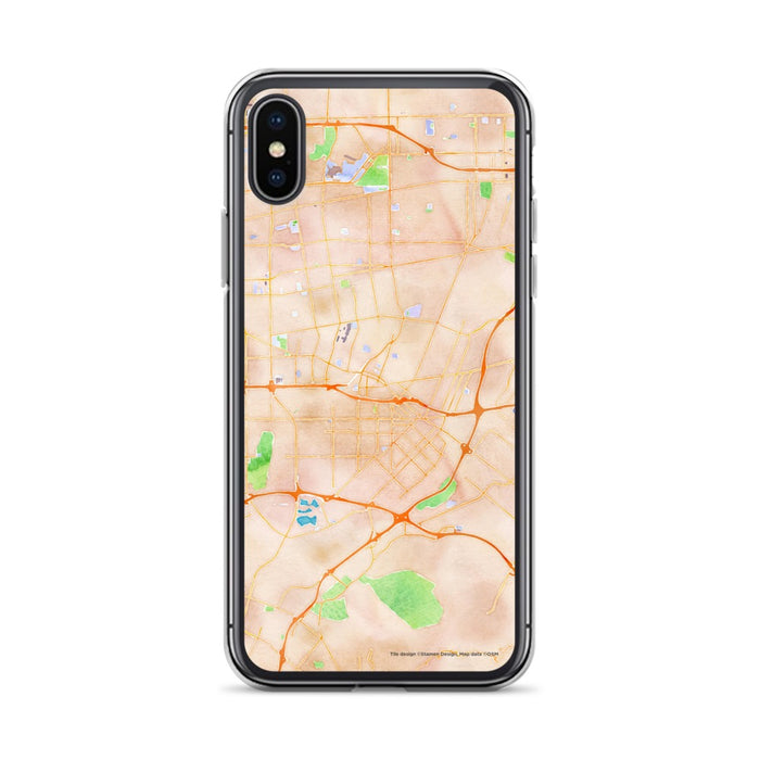 Custom iPhone X/XS El Monte California Map Phone Case in Watercolor