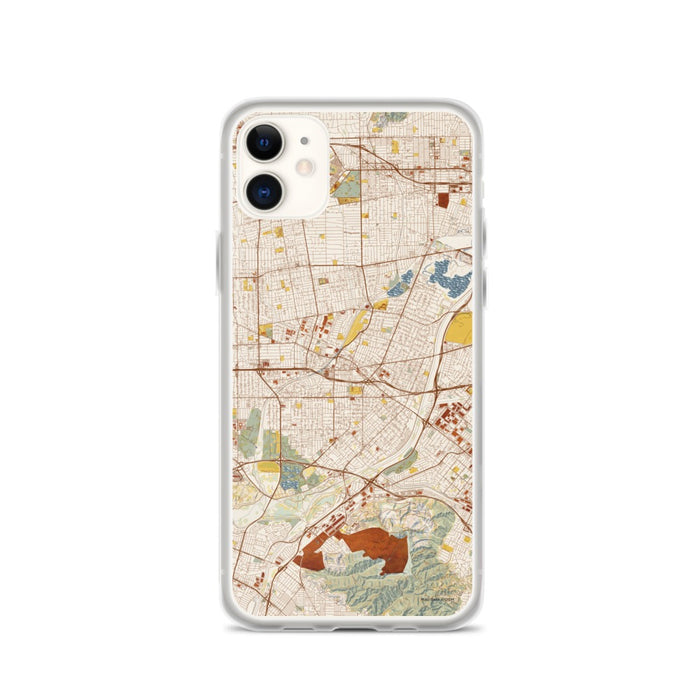 Custom iPhone 11 El Monte California Map Phone Case in Woodblock