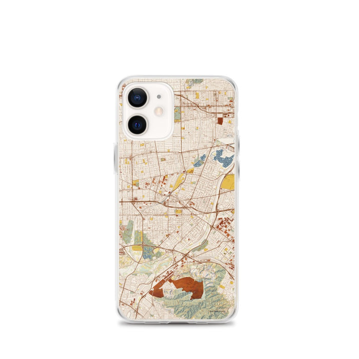Custom iPhone 12 mini El Monte California Map Phone Case in Woodblock