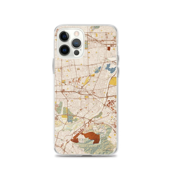 Custom iPhone 12 Pro El Monte California Map Phone Case in Woodblock