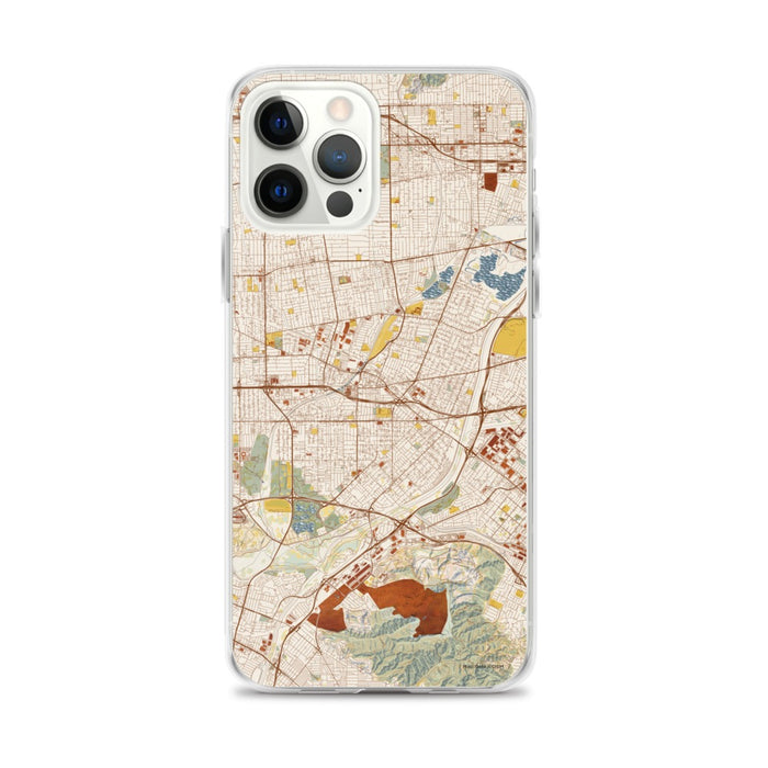 Custom iPhone 12 Pro Max El Monte California Map Phone Case in Woodblock