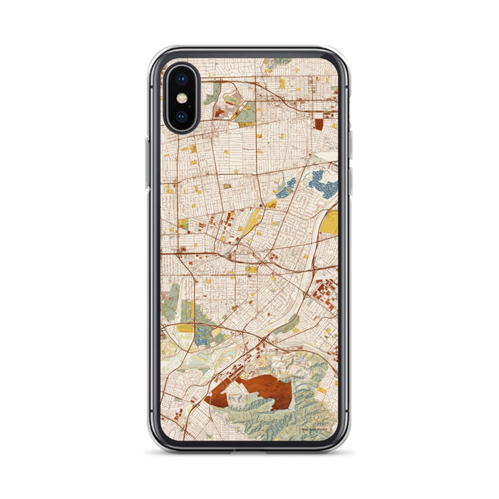 Custom iPhone X/XS El Monte California Map Phone Case in Woodblock