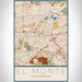 El Monte California Map Print Portrait Orientation in Woodblock Style With Shaded Background