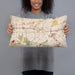 Person holding 20x12 Custom El Monte California Map Throw Pillow in Woodblock