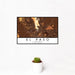 12x18 El Paso Texas Map Print Landscape Orientation in Ember Style With Small Cactus Plant in White Planter