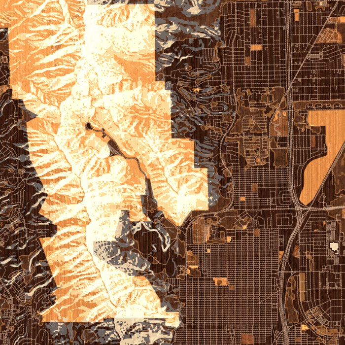 El Paso Texas Map Print in Ember Style Zoomed In Close Up Showing Details