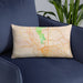 Custom El Paso Texas Map Throw Pillow in Watercolor on Blue Colored Chair