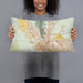 Person holding 20x12 Custom El Paso Texas Map Throw Pillow in Woodblock