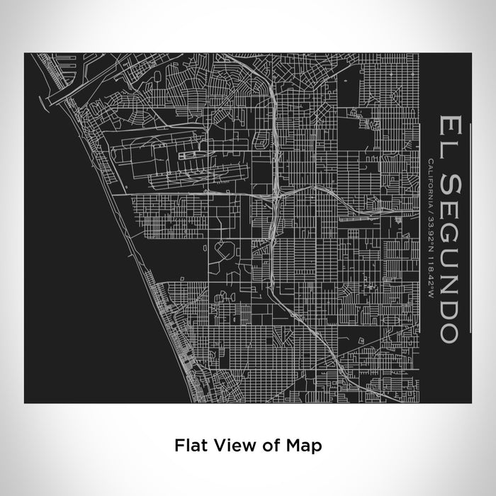 Rendered View of El Segundo California Map Engraving on 20oz Stainless Steel Insulated Bottle with Bamboo Top in Black