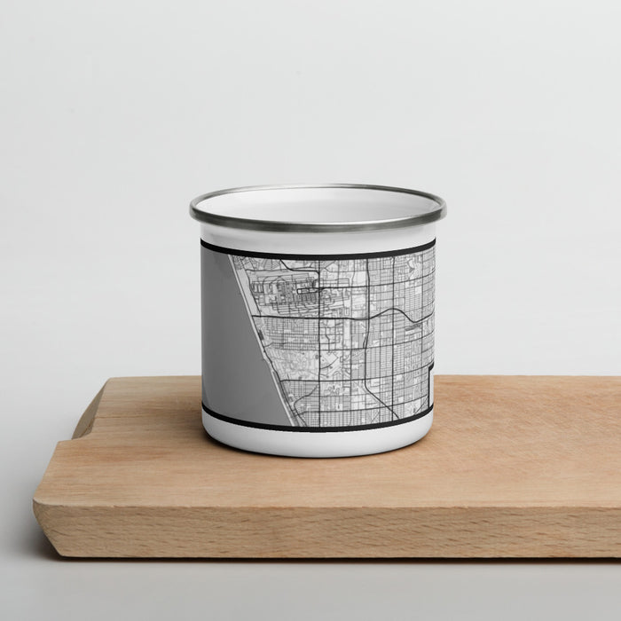 Front View Custom El Segundo California Map Enamel Mug in Classic on Cutting Board