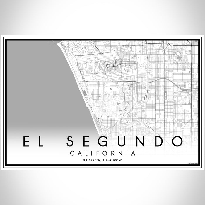 El Segundo California Map Print Landscape Orientation in Classic Style With Shaded Background