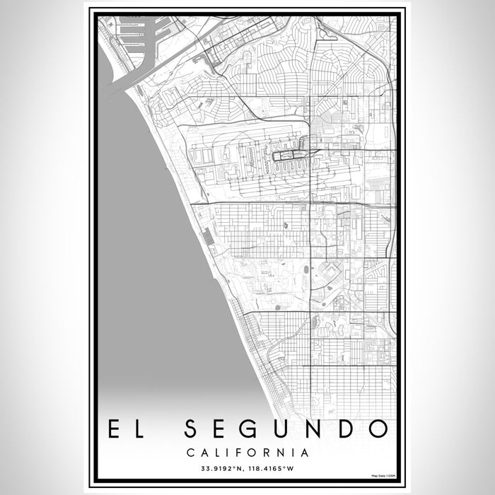 El Segundo California Map Print Portrait Orientation in Classic Style With Shaded Background