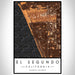 El Segundo California Map Print Portrait Orientation in Ember Style With Shaded Background