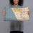 Person holding 20x12 Custom El Segundo California Map Throw Pillow in Woodblock