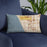 Custom El Segundo California Map Throw Pillow in Woodblock on Blue Colored Chair