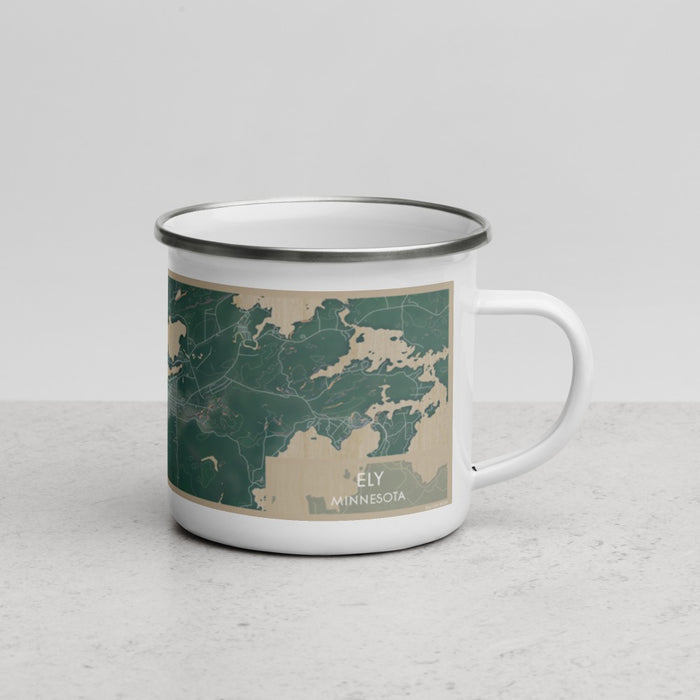 Right View Custom Ely Minnesota Map Enamel Mug in Afternoon