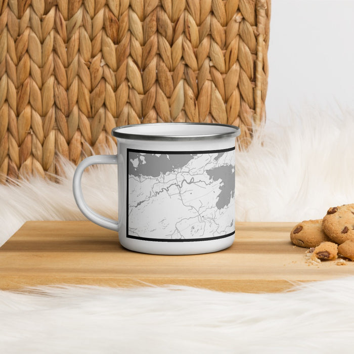 Left View Custom Ely Minnesota Map Enamel Mug in Classic on Table Top