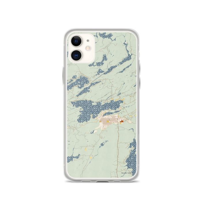 Custom iPhone 11 Ely Minnesota Map Phone Case in Woodblock