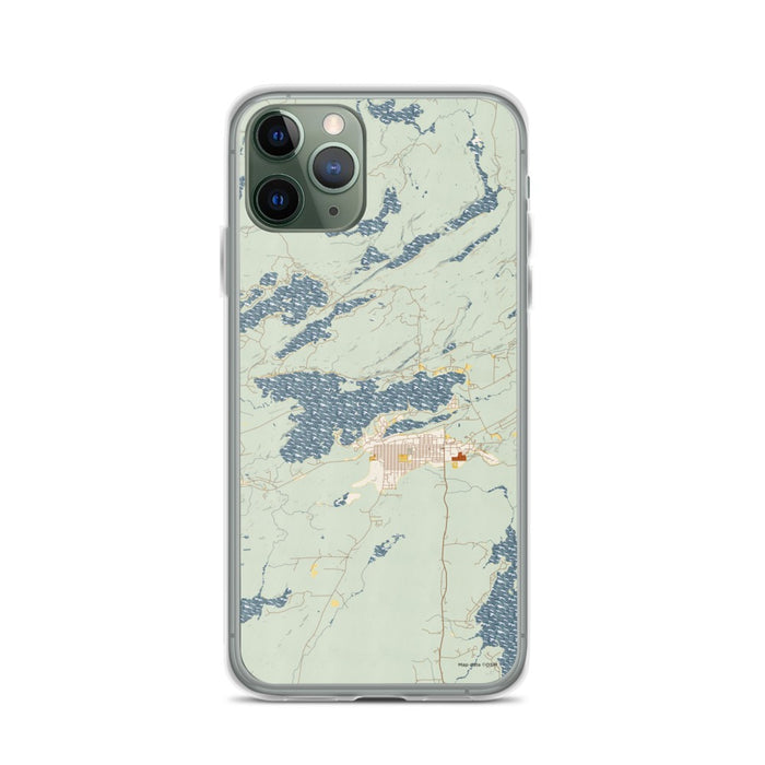 Custom iPhone 11 Pro Ely Minnesota Map Phone Case in Woodblock