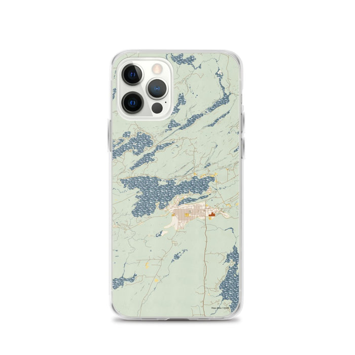 Custom iPhone 12 Pro Ely Minnesota Map Phone Case in Woodblock