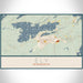Ely Minnesota Map Print Landscape Orientation in Woodblock Style With Shaded Background